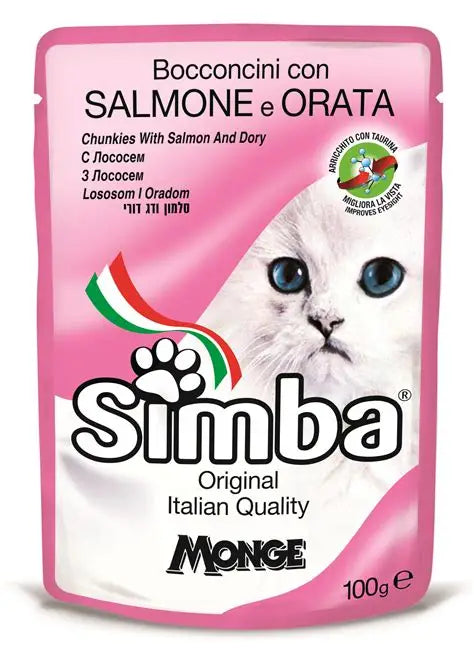 Simba chunkies with salmon and dory for cats 100g.