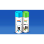 Two Omni Guard pet care products on a blue background