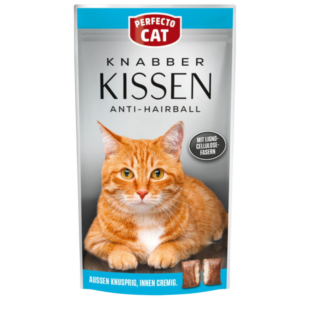 Cat food package with a cat on the front on a white background