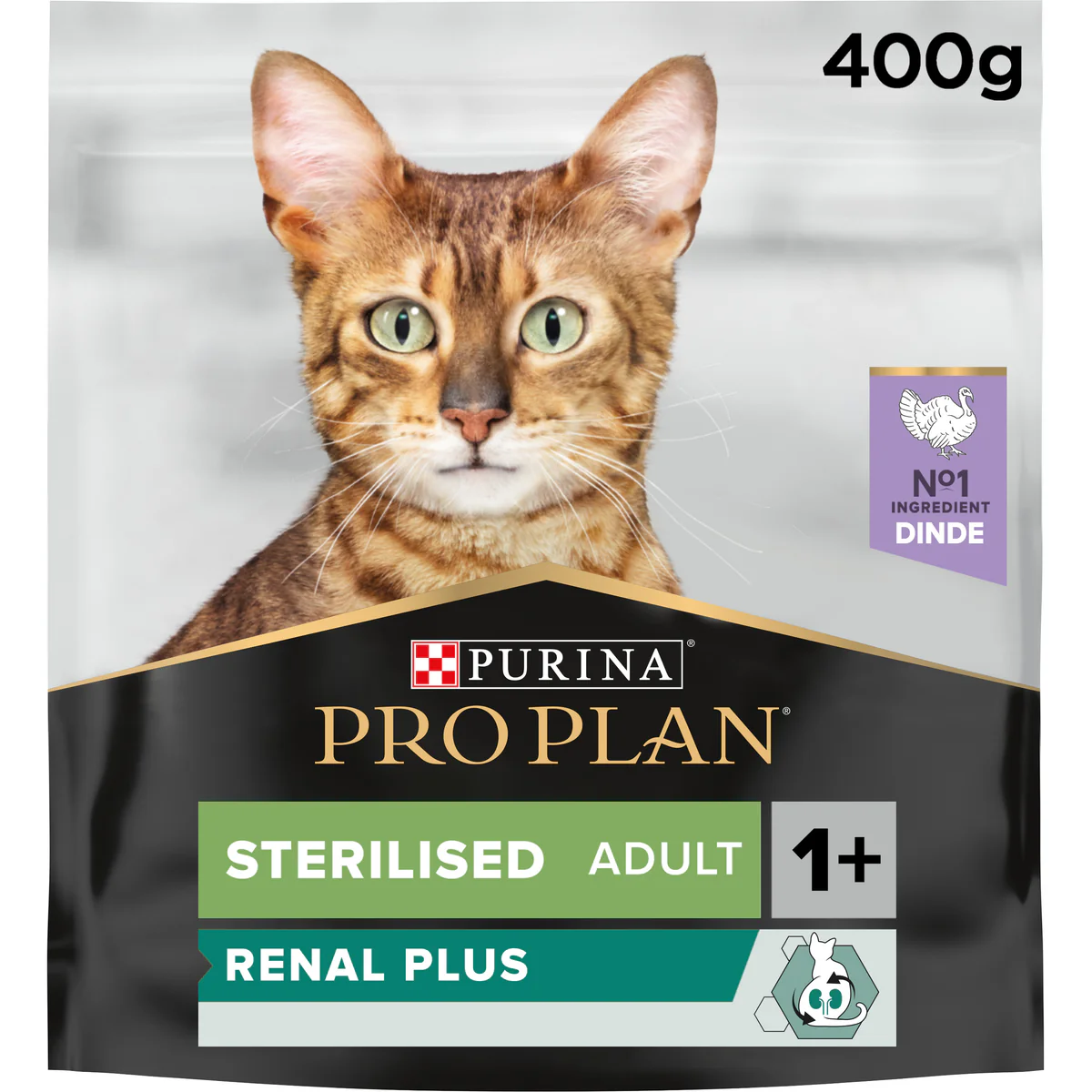 Pro Plan Sterilised Adult Renal Plus Dry Cat Food with Turkey 400g.