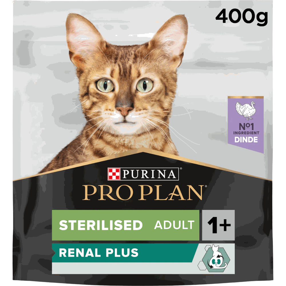 Pro Plan Sterilised Adult Renal Plus Dry Cat Food with Turkey 400g.