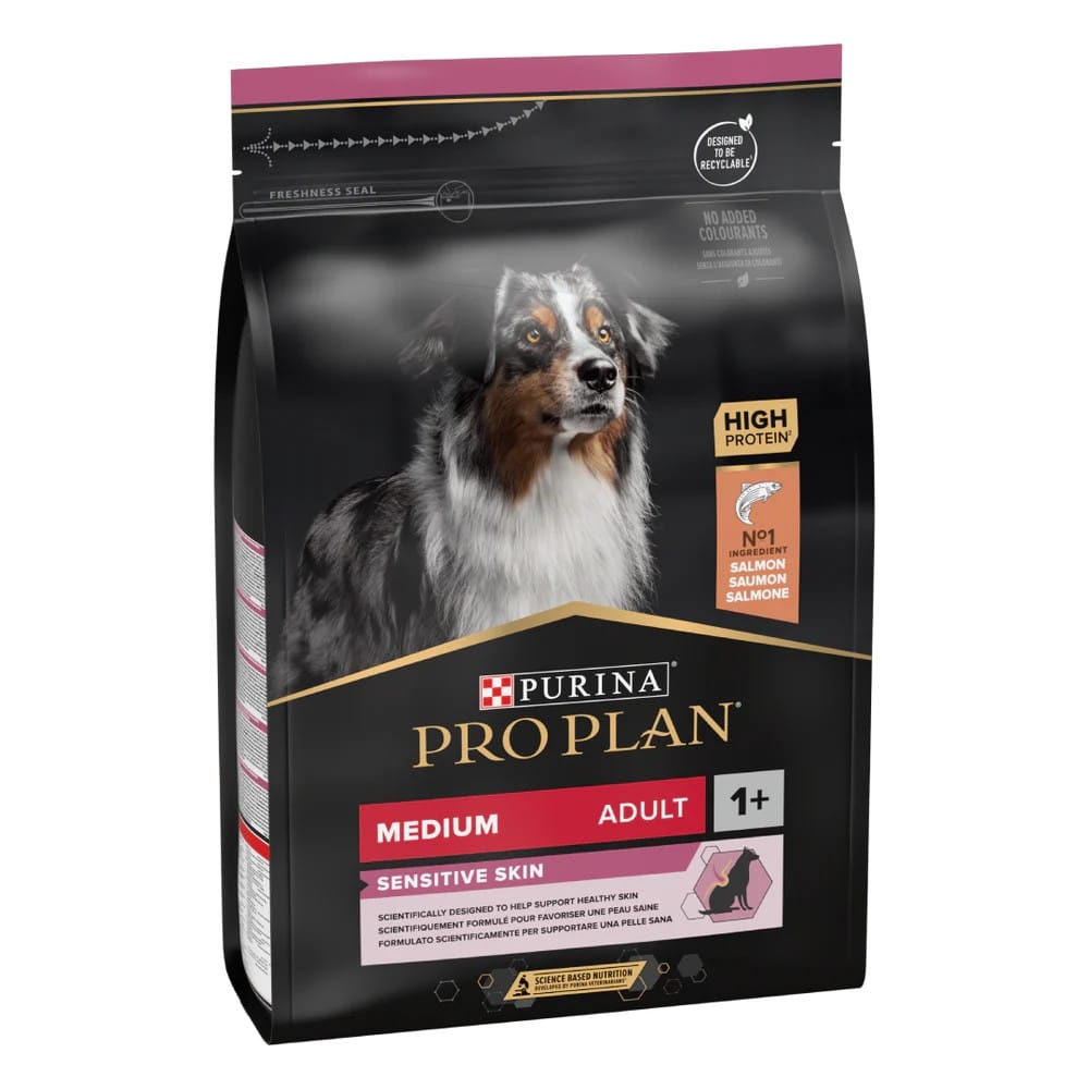 Pro Plan Medium Adult Sensitive Skin with Optiderma Rich in Salmon 3kg.