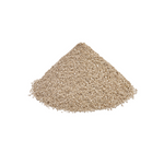Pile of small beige stones on a white background