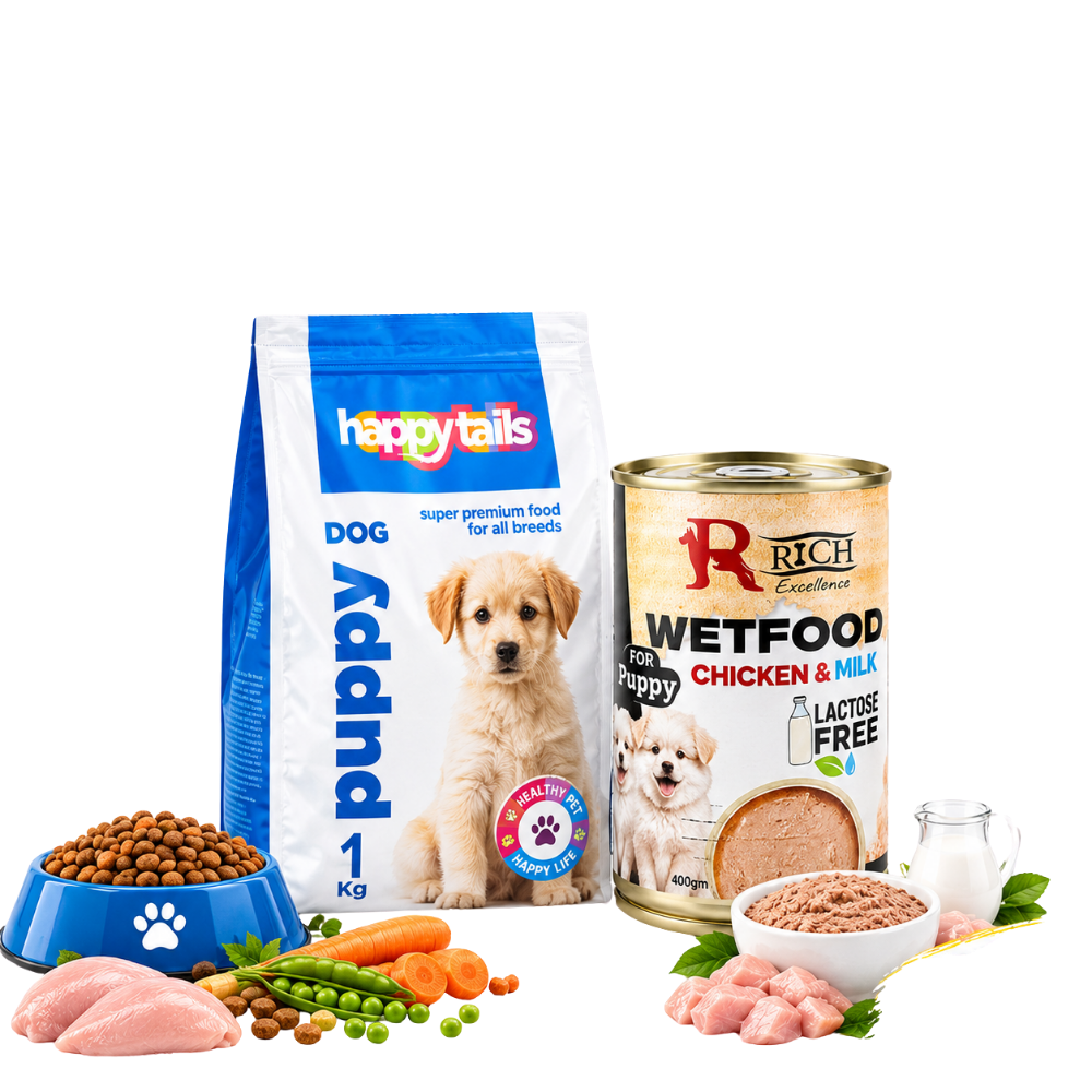 Puppy Love Bundle Petfast.shop Happy Tails Bundles Dog Dry Food Exclude Food Puppy Wet Food petfast.shop EgyptDefault Title 313.00