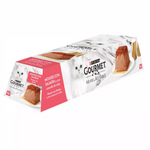 Gourmet cat food package on a white background