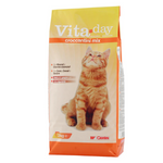 Vita-day cat food package with a cat on the front on a white background