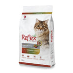 Bag of Reflex cat food with a cat on the packaging on a white background