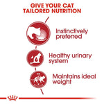 Cat food brand advertisement with text about tailored nutrition for cats.