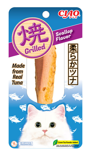 Cat treat package with scallop flavor and Ciao branding on a white background