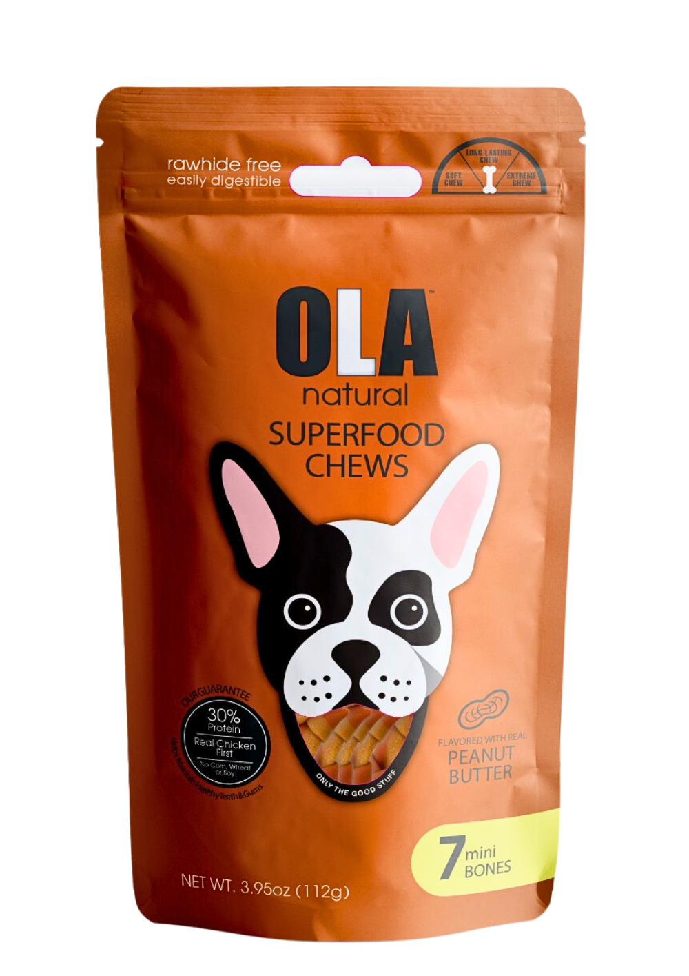 Ola Natural Peanut Butter 7 Mini Bones Dog Treats 112g.