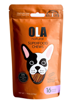 Ola Natural Peanut Butter Dog Treats 16 Twisty Sticks 224 g.