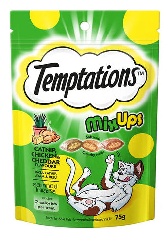 Temptations Mix Ups Catnip, Chicken & Cheddar Cat Treat 75g