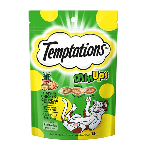 Temptations Mix Ups Catnip, Chicken & Cheddar Cat Treat 75g