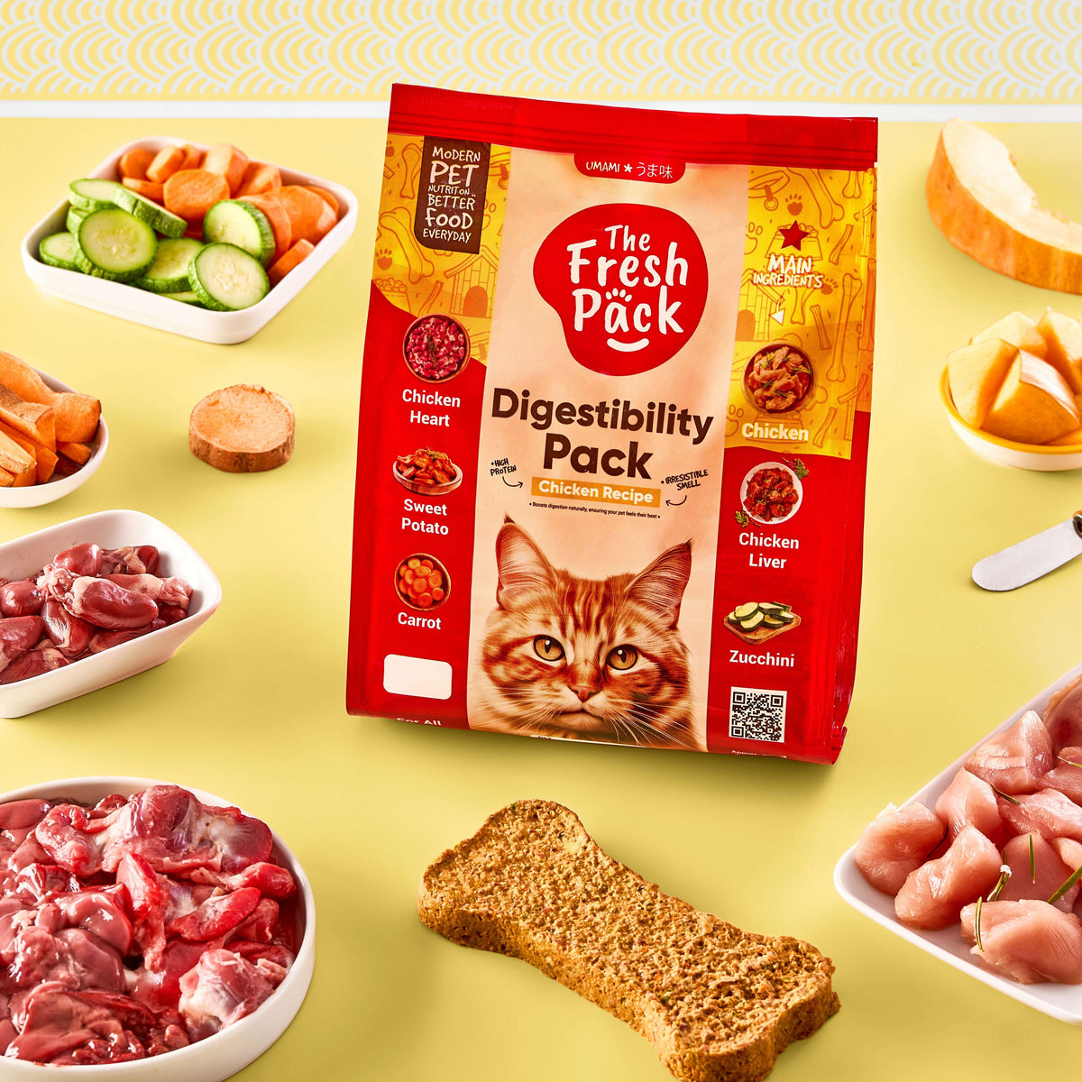 The Fresh Pack Digestibility UMAMIPack for cats - With Chicken.