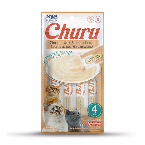 Churu Creamy Cat Treat Chicken with Salmon 4 Tubes 56g.