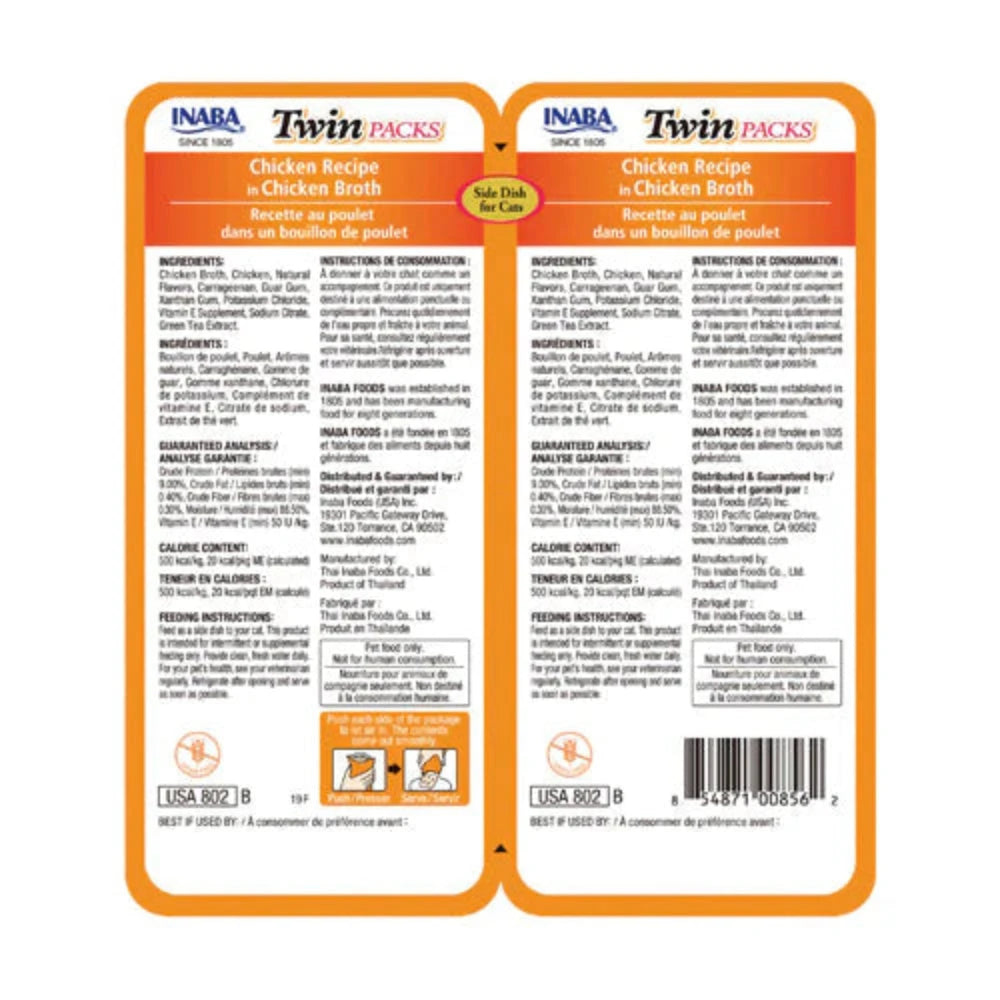 INABA Twin Packs chicken recipe in chicken broth packaging on a white background