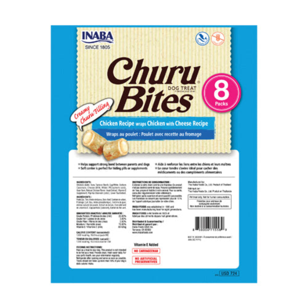 Churu Bites Chicken Recipe wraps Chicken with Cheese Recipe For Dogs 8 Packs.