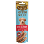 Package of Dog Fest Meat Sticks with Beef and Colostrum on a white background