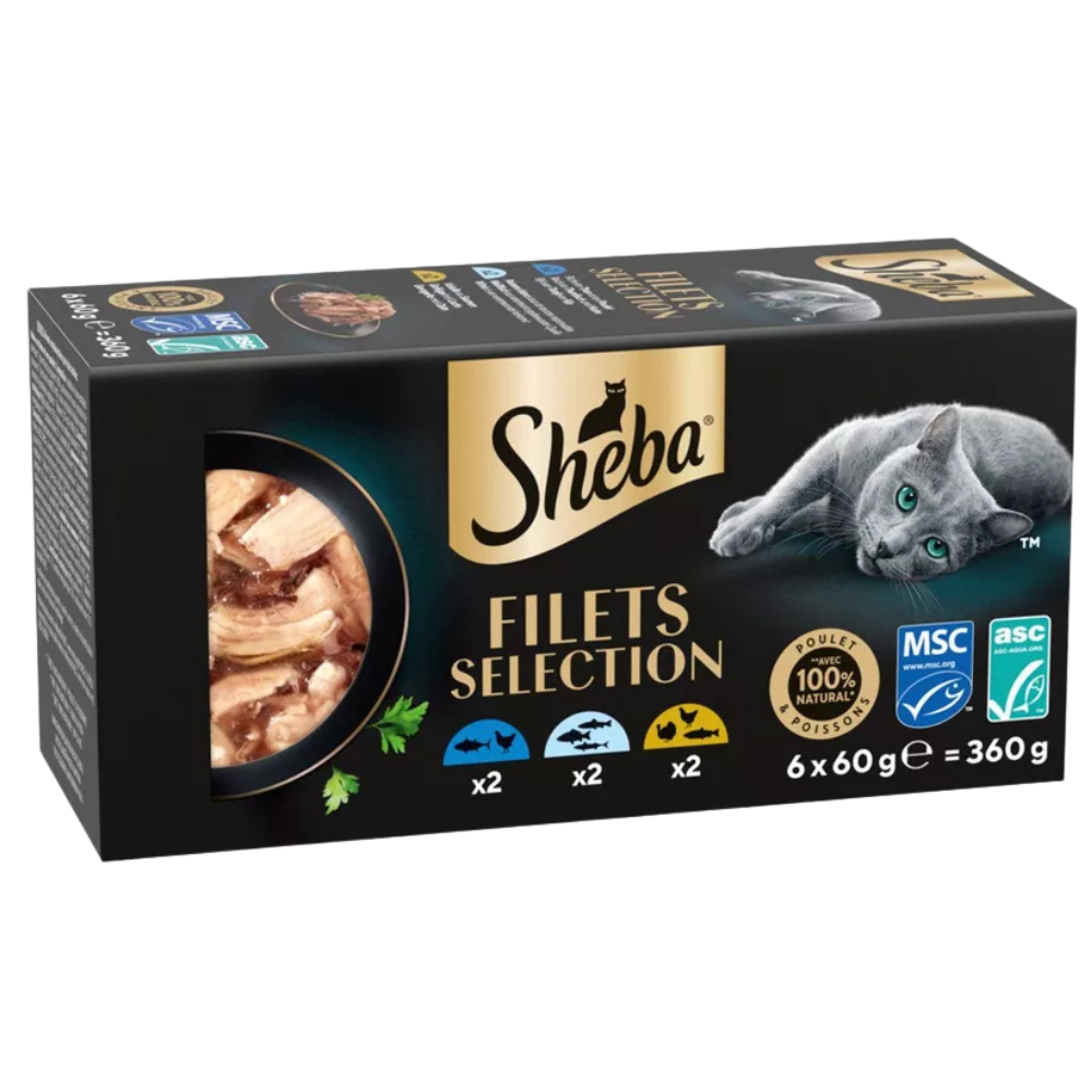 X6 Sheba Filets Selection (X2 Fish, X2 Fish & Chicken And X2 Chicken & Fish & Turkey) 6*60 g Petfast.shop Sheba Cat Exclude Exclusive Food Wet Food petfast.shop EgyptDefault Title 1699.00