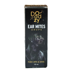 Box of Doozy ear mites drops for cats and dogs on a wooden surface.