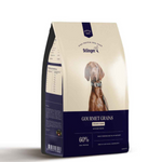 Dog food package with Stinger branding on a white background