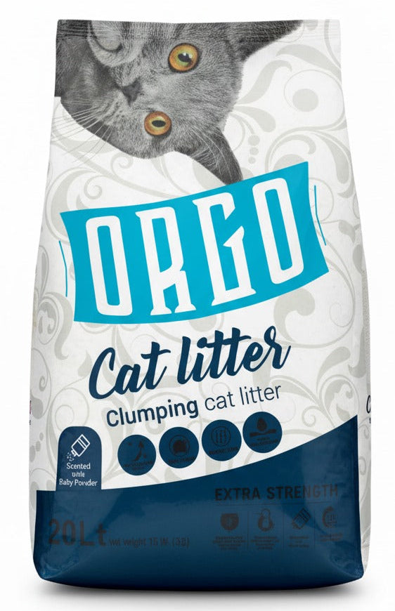 orgo white cat litter baby powder 20l.