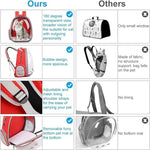 Comparison chart of a pet carrier labeled 'Ours' versus 'Others' with features highlighted.