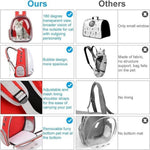 Comparison chart of a pet carrier labeled 'Ours' versus 'Others' with features highlighted.