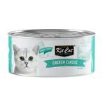 Canned cat food with Kit Cat branding on a white background