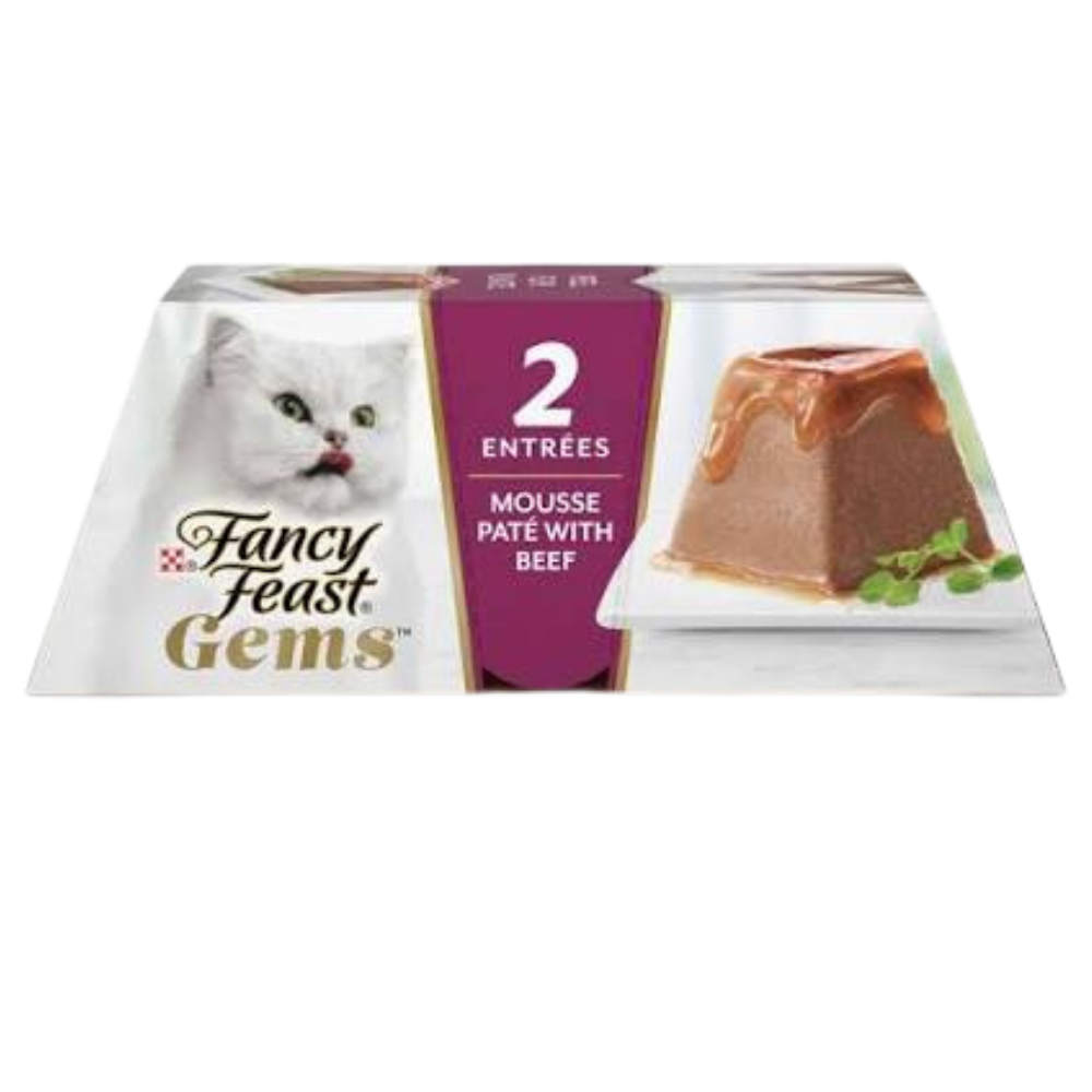 X2 Fancy Feast Wet Cat Food Mousse Pate With Beef And A Halo Of Savory Gravy 2*57 g