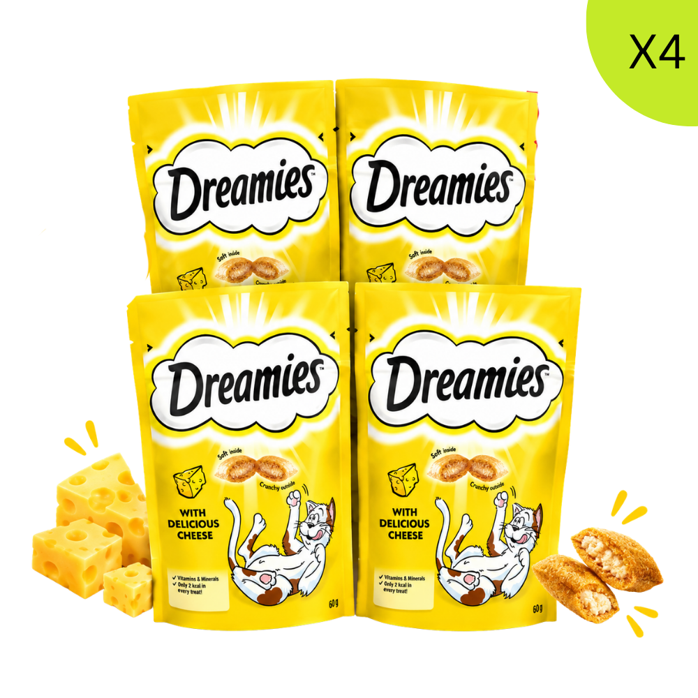 X4 Dreamies Cat Treat Cheese Flavors 60g Petfast.shop Dreamies Biscuit Treat Bundles Cat Exclude Treats petfast.shop EgyptDefault Title 600.00