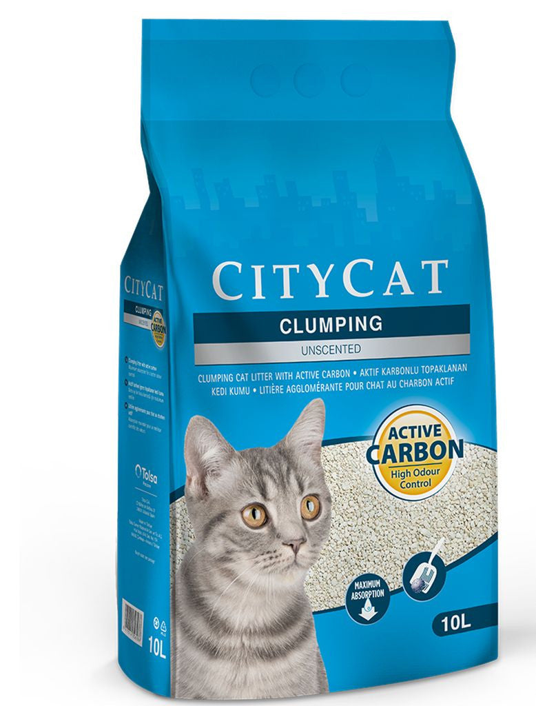 CITYCAT Clumping Cat Litter Active Carbon - 10L.