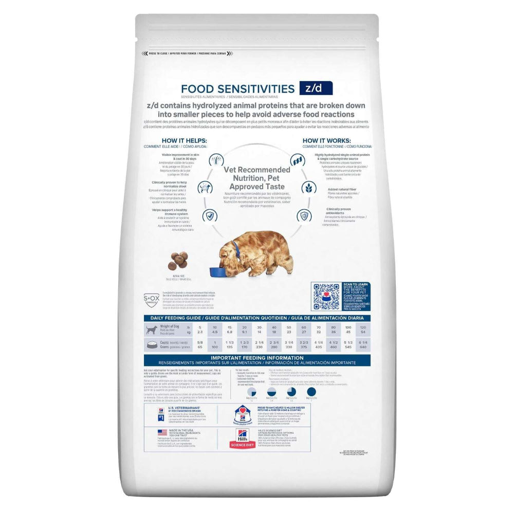 Hill's Z/D Sensitivities dry food for adult Dog 3 Kg.