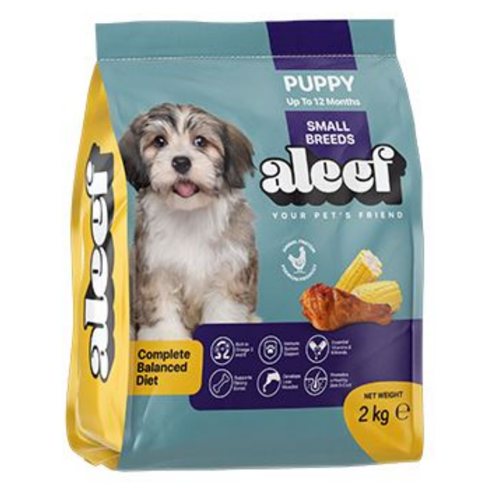 Aleef Puppy Small Breed Dry Food with Chicken & Corn 2Kg