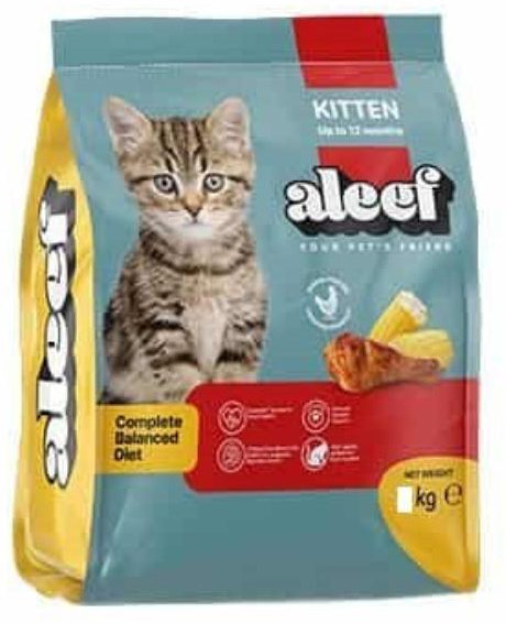 Aleef Dry Food with Chicken and Corn for kitten Cats 1 kg.