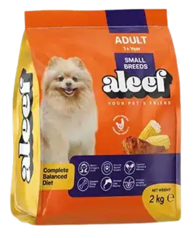 Aleef Dry Food with Chicken & Corn for Small Breed Adult Dogs 2 kg.