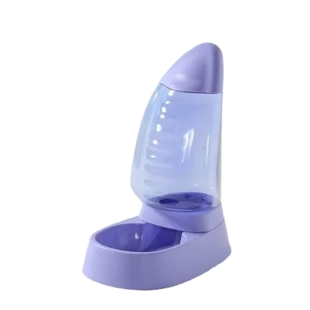 Purple pet feeder on a white background