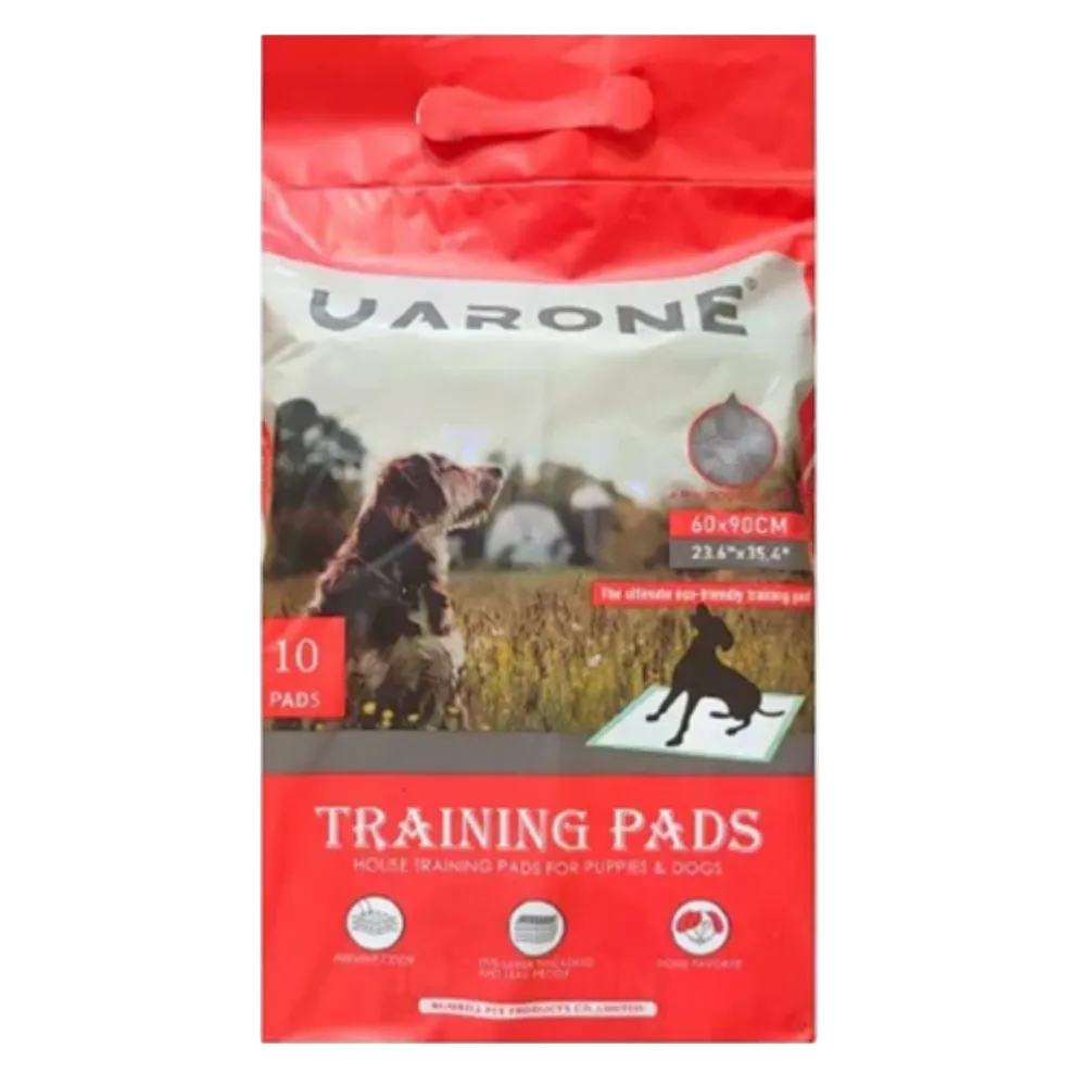 Package of Varone training pads with images of dogs and text on a white background