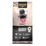 Dog food package with a dog's face and Belcando branding