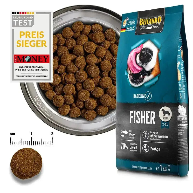 Belcando Baseline Fisher Dry Food with Fisher for S to XL Breed Adult Dogs 12.5 kg.
