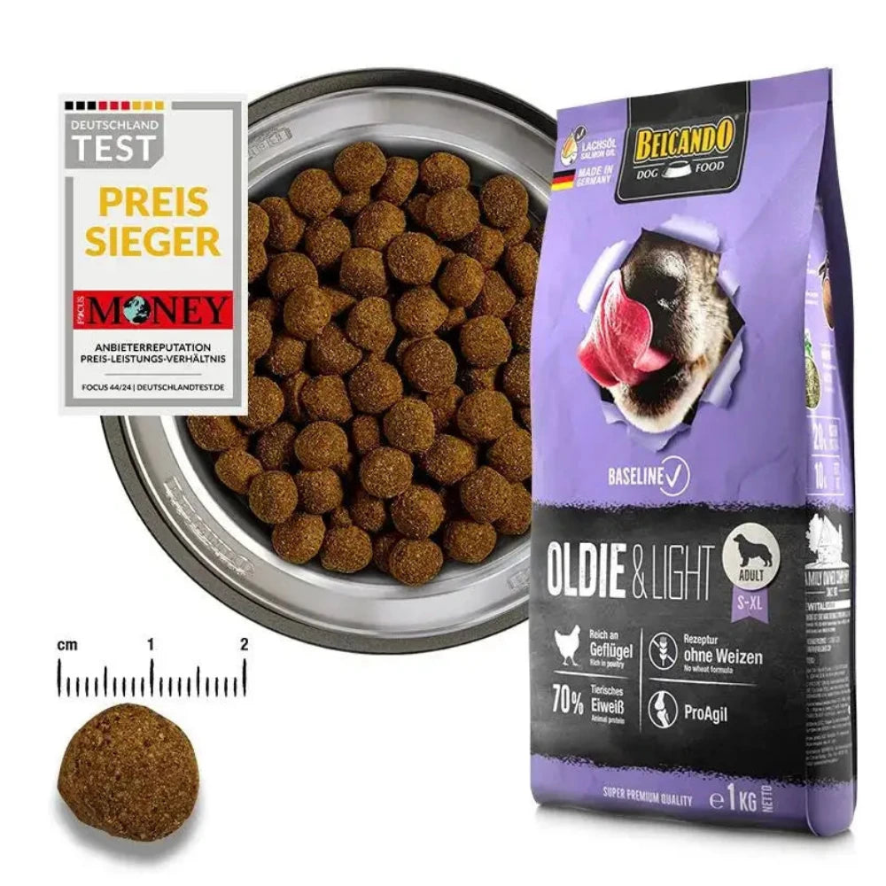 Belcando Baseline Oldie and Light Dry Food with poultry for S to XL Breed Adult Dogs 1 kg.