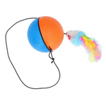 Colorful fishing lure with a blue and orange bobber on a white background