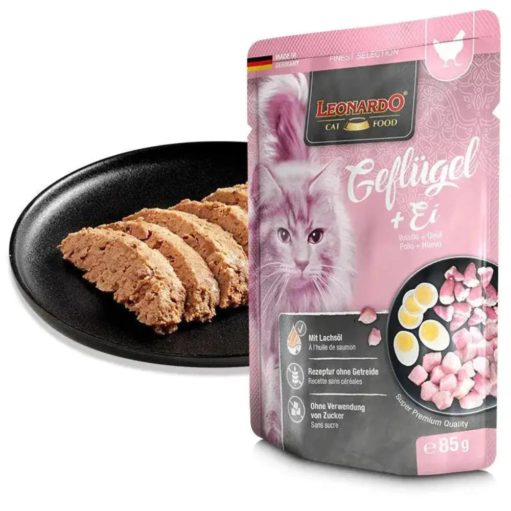 BUY 9 + 1 FREE Leonardo Wet Food Adult Cat with Poultry And Egg 85 gr