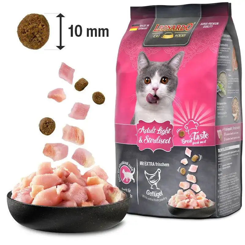 Leonardo Dry Food For Adult Cats Light and Sterilised With Poultry 1.8 kg.