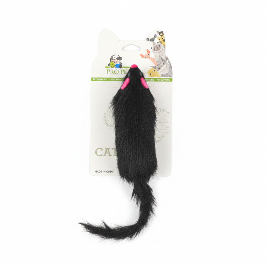 Black Cat Toy Mouse - Side View