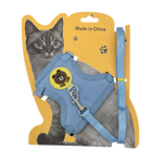 Blue cat harness on white background