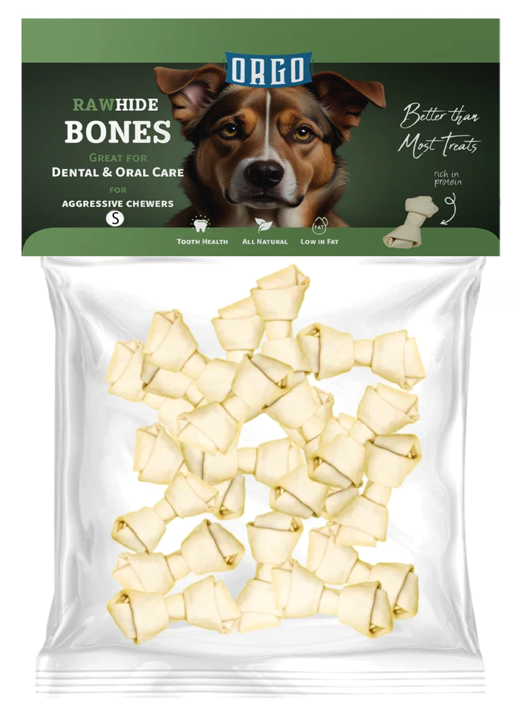 Orgo Rawhide Bones For Dog Dental Oral Care 200g Small.