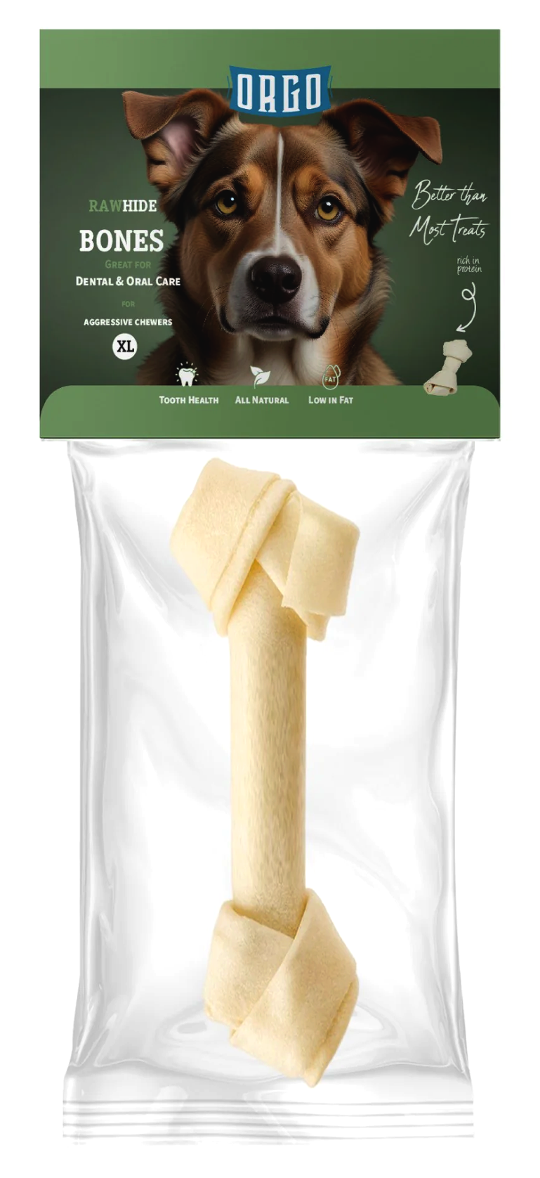 Orgo Rawhide Bones For Dog Dental Oral Care 1 PC XL.