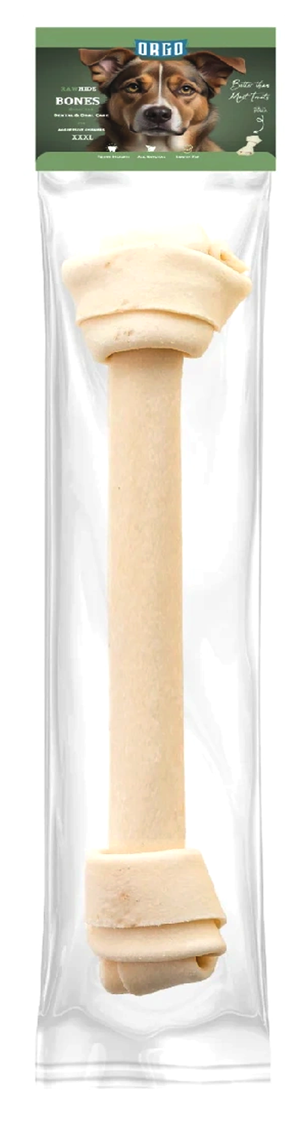 Orgo Rawhide Bones For Dog Dental Oral Care 1 PC XXXL.