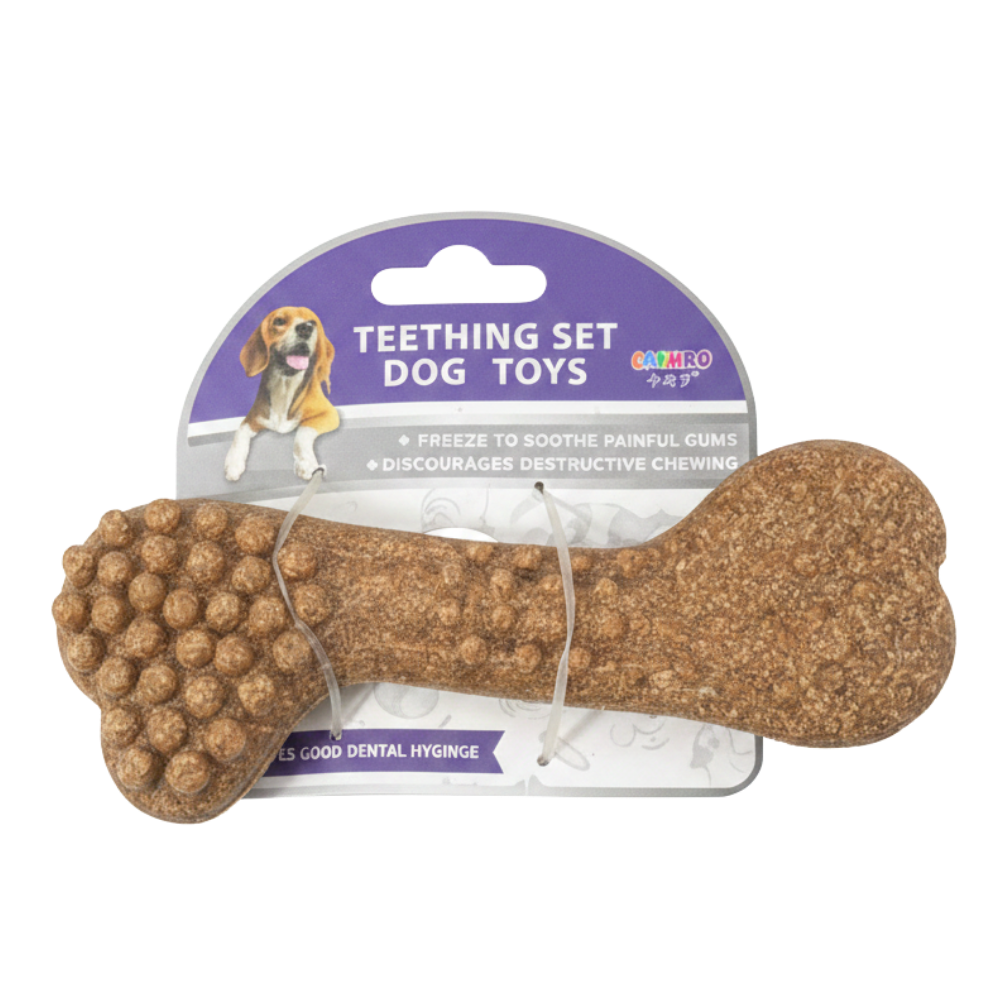 Brown Cork Bumpy Bone Toy - White BG